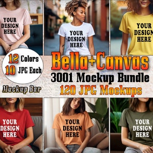 Bella Canvas 3001 Tシャツ モックアップ バンドル | 3001 シャツ モックアップ バンドル | リアル モデル モック | ニュートラル カジュアル シンプル Bella Canvas Tシャツ モックアップ