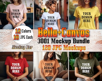 Bella Canvas 3001 Tshirt Mockup Bundle | 3001 Shirt Mock-up Bundle | Real Model Mock | Neutral Casual Simple Bella Canvas T-Shirt Mockups
