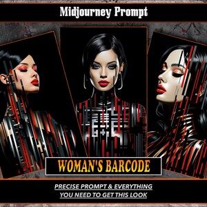 woman's Barcode midjourney prompts, AI Art, Midjourney Prompt, Midjourney AI Art, Learn midjourney, digital Art, AI Generate, Art Print