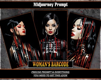 woman's Barcode midjourney prompts, AI Art, Midjourney Prompt, Midjourney AI Art, Learn midjourney, digital Art, AI Generate, Art Print