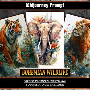 Bohemian Wildlife Midjourney Prompts, AI Art, Midjourney Prompt, Midjourney AI Art, Learn Midjourney, Digital Art, AI Generate, Art Print