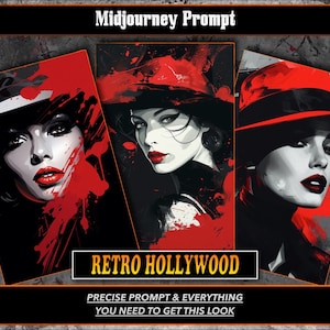 Retro Hollywood Midjourney Prompts, AI Art, Midjourney Prompt, Midjourney AI Art, Learn Midjourney, Digital Art, AI Generate, Art Print