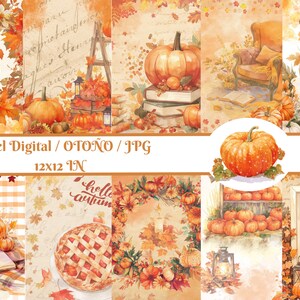 Set di carta digitale autunnale, stampe digitali, confezione di carta.