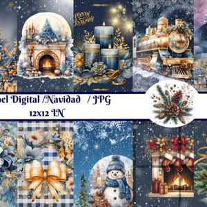 Carta digitale natalizia blu festiva, design natalizio scintillante