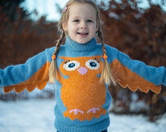 Owl Intarsia Sweater Knitting Pattern | Children's Wool Jumper (PDF Download)