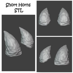 Short Horns STL for 3D Printing Cosplay