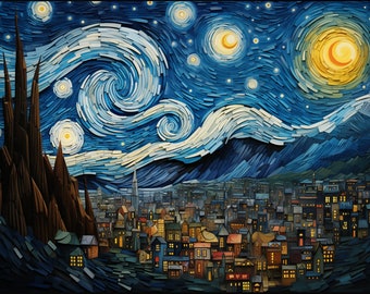 ヴィンセント・ヴァン・ゴッホの「星月夜」の高品質デジタルプリント