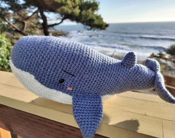 Blue Whale Crochet Stuffed Animal | Handmade Plush | Ocean Gift for Kids | Nautical Nursery| Deep Sea Creature | Under the Sea | Marine Life