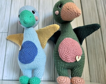 Crochet Pterodactyl Stuffed Animal: Colorful Dino Nursery Decor