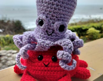 Crab and Octopus Plush Set | Handmade Crochet | Under the Sea Nursery Decor | Sea Life | Maritime Baby Shower Gift | Nautical Ocean Decor
