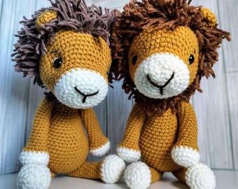 Handmade Crochet Lion Plush – Safari Stuffed Animal, Jungle Nursery Decor, Crochet Lion Toy, Unique Gift for Kids or Baby Shower