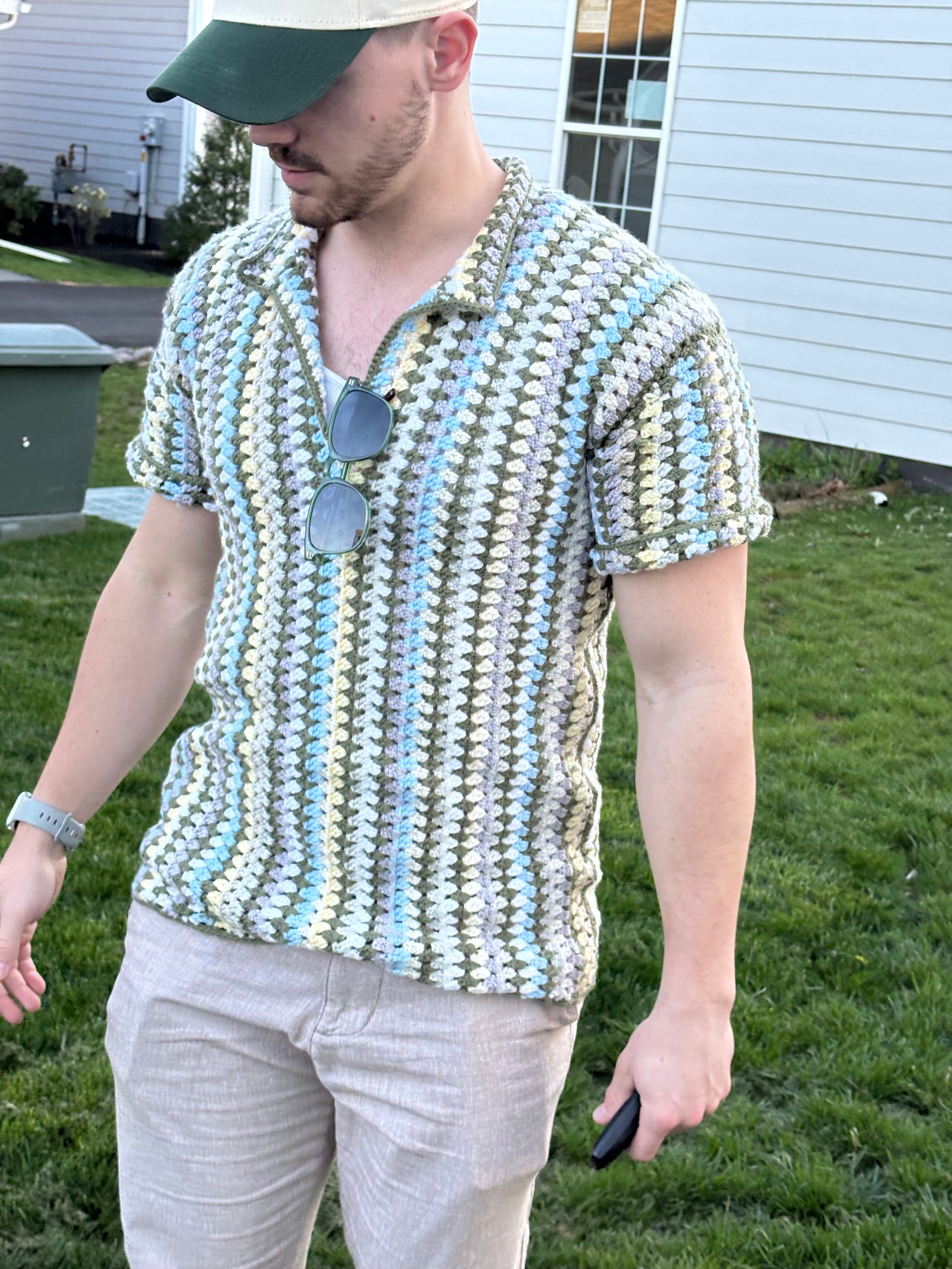 Mens Crochet Collared Shirt Etsy