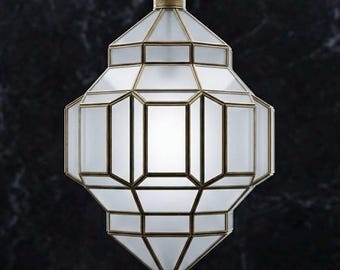 Hangende kroonluchter - Handgemaakte Marokkaanse koperen lamp – Bohoglazen hanglamp, plafondlamp