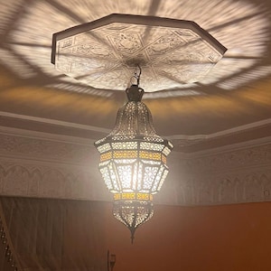 Brass with Milky Glass light |Moroccan pendant light | Brass ceiling light | handmade lantern lamp |beautiful ceiling lamp