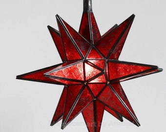Lámpara colgante marroquí hecha a mano con forma de estrella, lámpara de latón tipo farol, aplique de techo colgante de estilo bohemio.