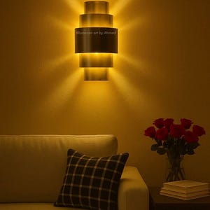 Art Deco Brass Wall Sconce – for warm Handmade Unlacquered Light Fixture – Natural Patina-Moroccan Vintage Style-Moroccan sconce