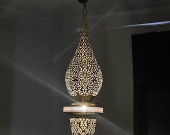 Hand-Engraved Moroccan Brass Pendant Light - Oriental Decor