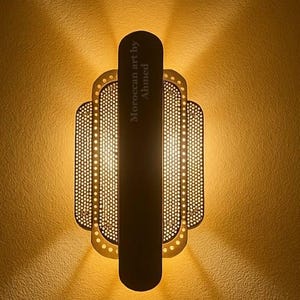 Art Deco Brass Wall Sconce – for warm Handmade Unlacquered Light Fixture – Natural Patina-Moroccan Vintage Style-Moroccan sconce