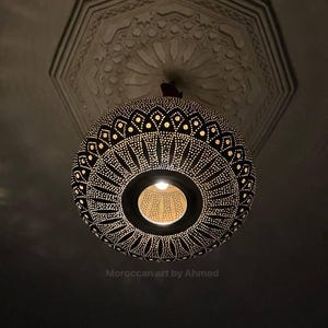Handmade Moroccan Pendant Light: Engraved Brass Home Decor