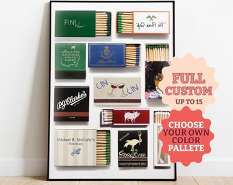 CUSTOM MATCHBOOK ART | Personalized Digital Matches Print | Customized Retro Wall Poster | Unique Anniversary Gift | Matchbox Gift  Idea