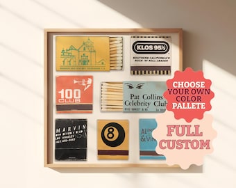 PERSONALIZED MATCHBOOK PRINT | Custom Matchbox Art for Wedding | Retro Matches Wall Poster | Engagement Gift | Housewarming Decor