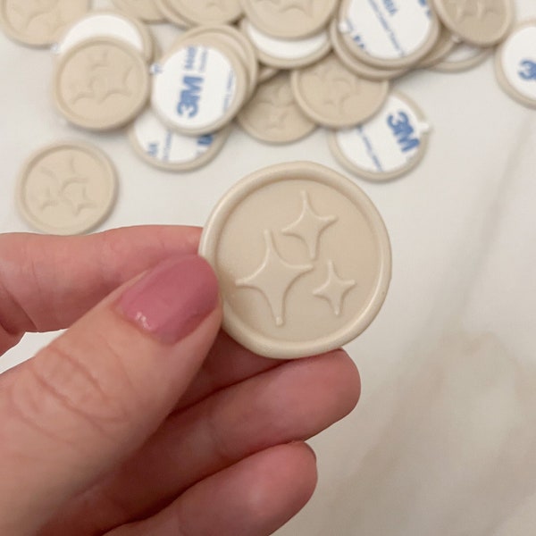 Neutral Beige Star Wax Seal Adhesives, Pre-Made Envelope Stickers for Retro Wedding Invites, Taupe Stationery Decoration