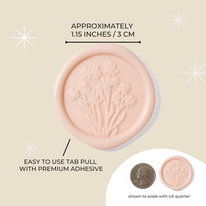 Blush Floral Wax Seal Elegant Pre-Made Embellishment for Invitations and Stationery image 4