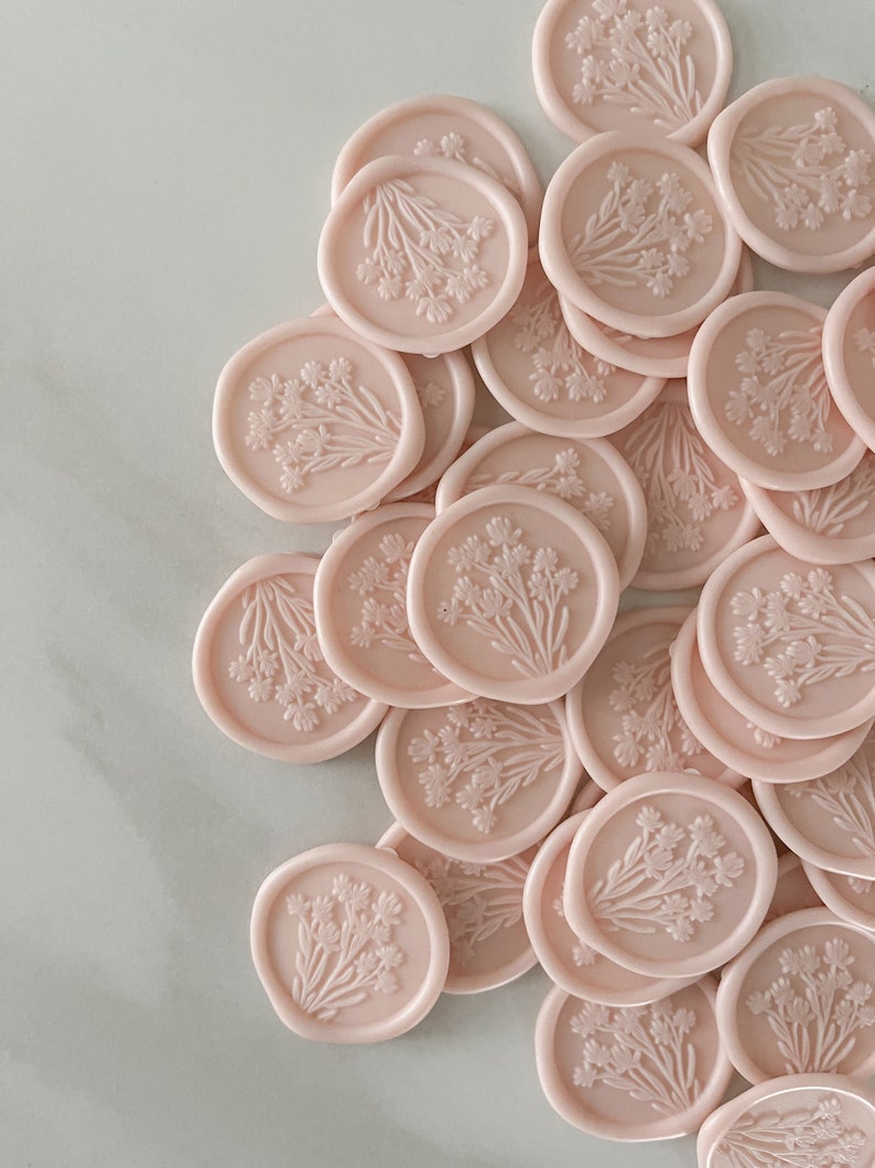 Blush Floral Wax Seal Elegant Pre-Made Embellishment for Invitations and Stationery image 6