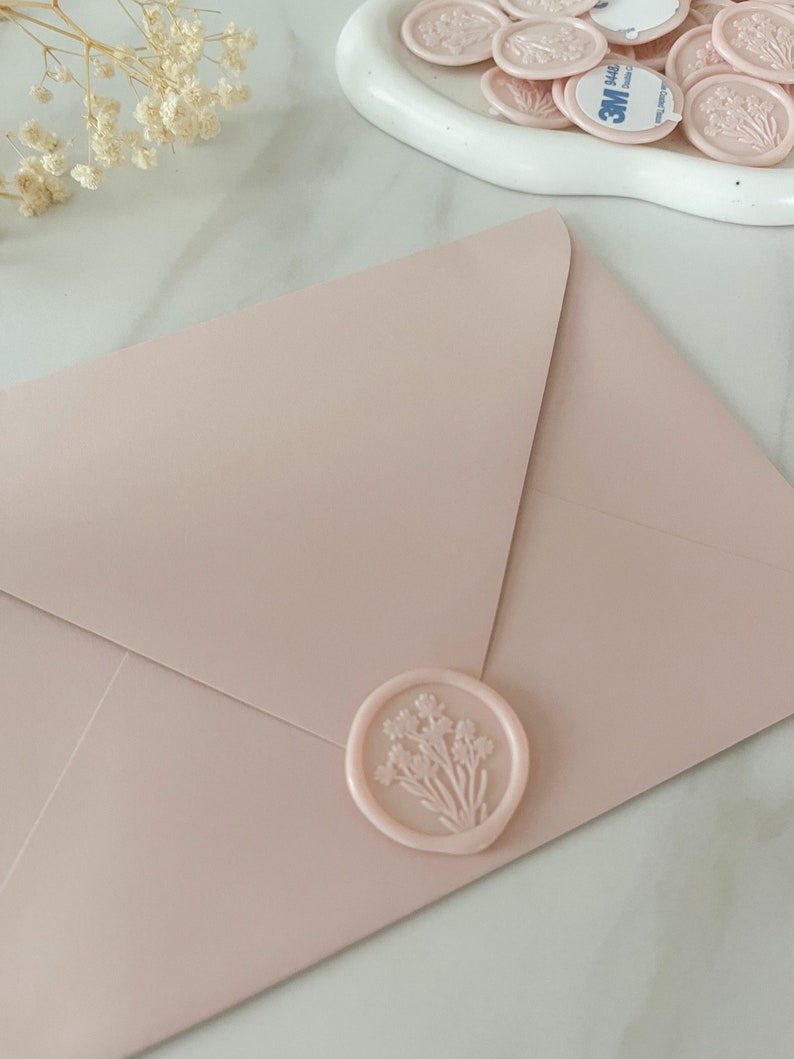 Blush Floral Wax Seal Elegant Pre-Made Embellishment for Invitations and Stationery image 1