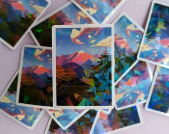 Mountain Hike - 2" Holographic Sticker