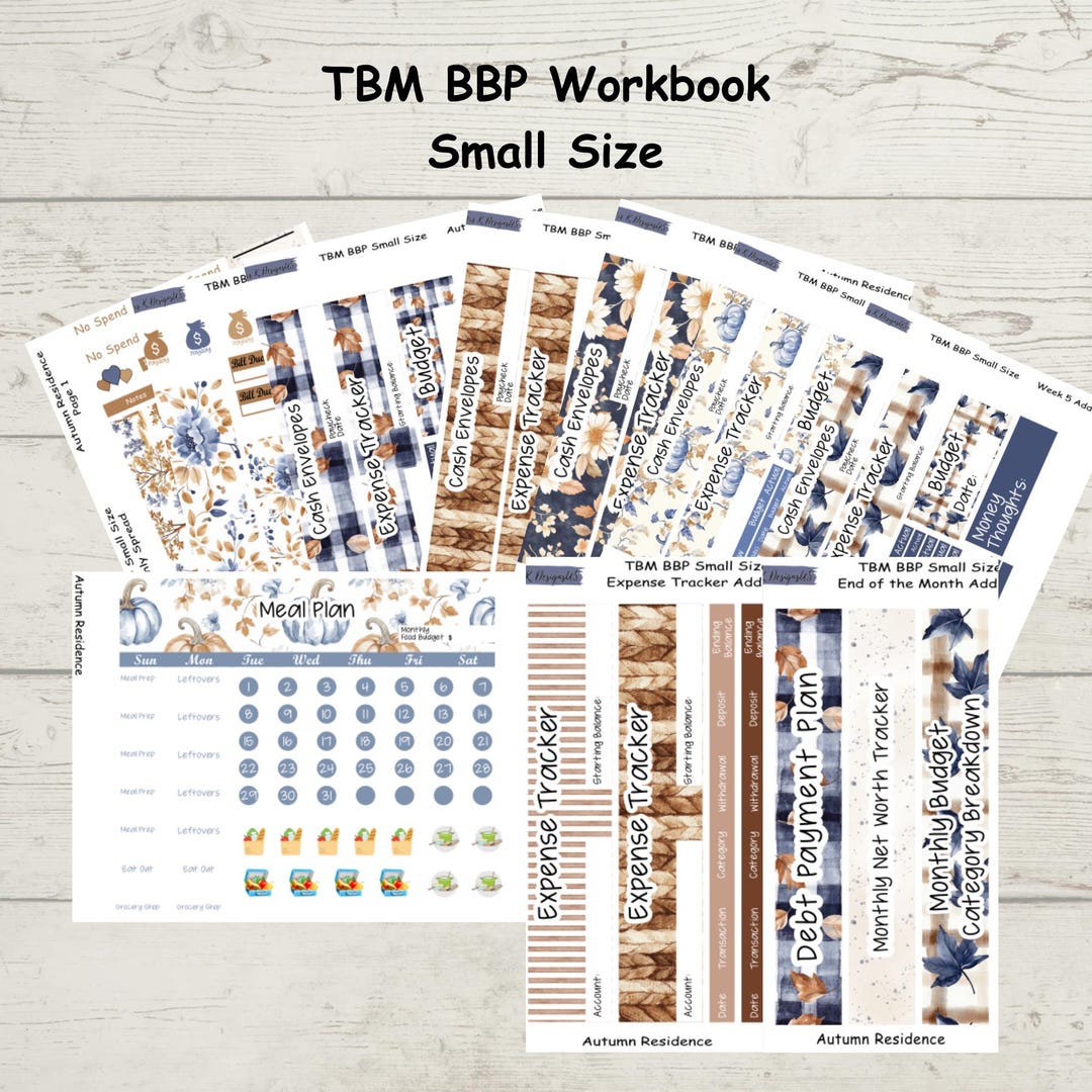 TBM BBP Workbook Small Size Monthly Sticker Kit, Autumn Residence - Etsy