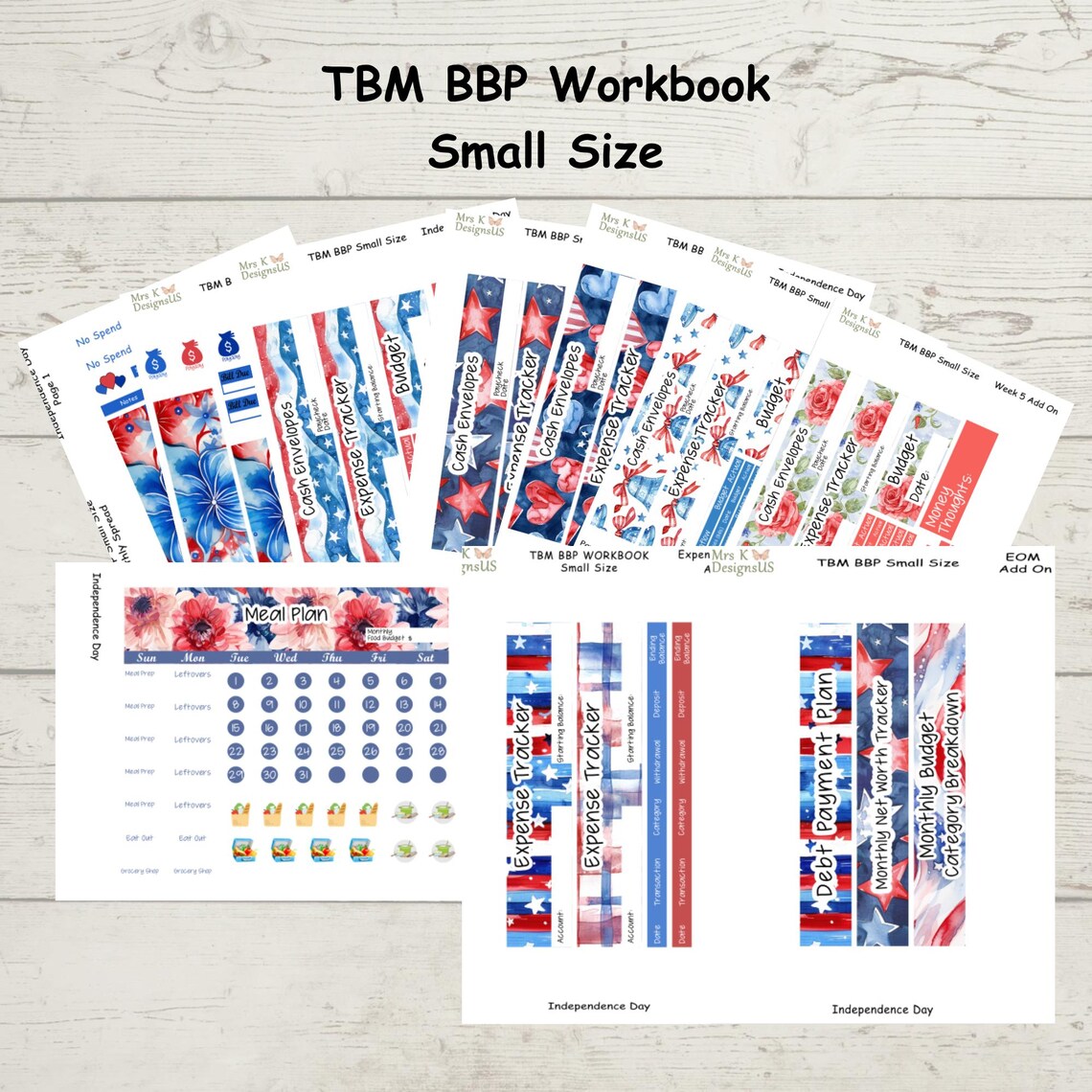 TBM BBP Workbook Small Size Monthly Sticker Kit, Independence Day - Etsy