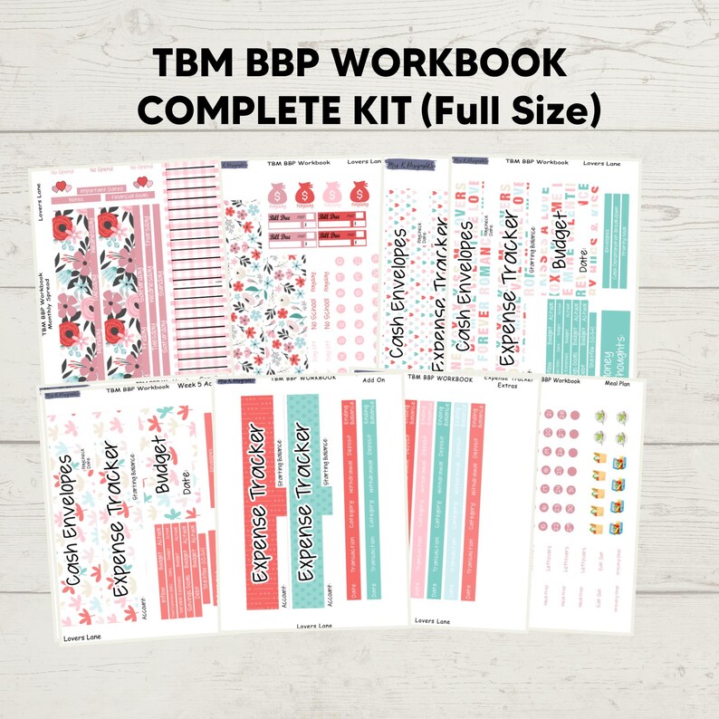 TBM BBP Workbook Full Size Monthly Sticker Kit, Lovers Lane - Etsy