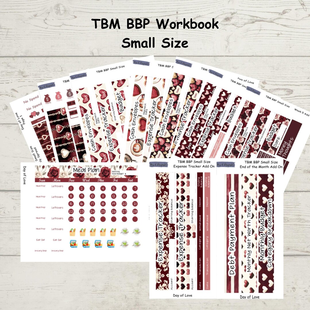 TBM BBP Workbook Small Size Monthly Sticker Kit, Day of Love - Etsy