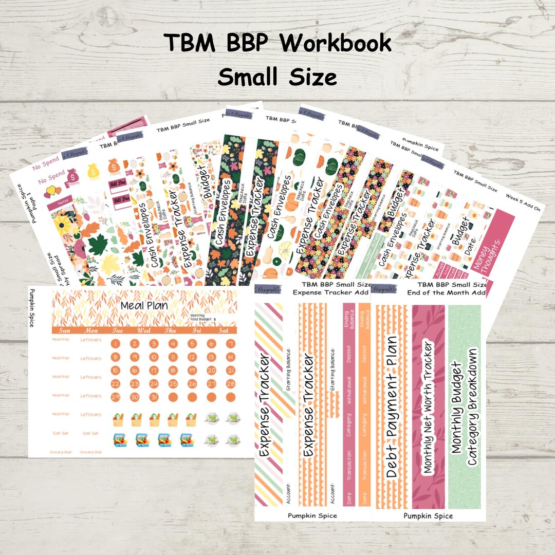 TBM BBP Workbook Small Size Monthly Sticker Kit, Pumpkin Spice - Etsy