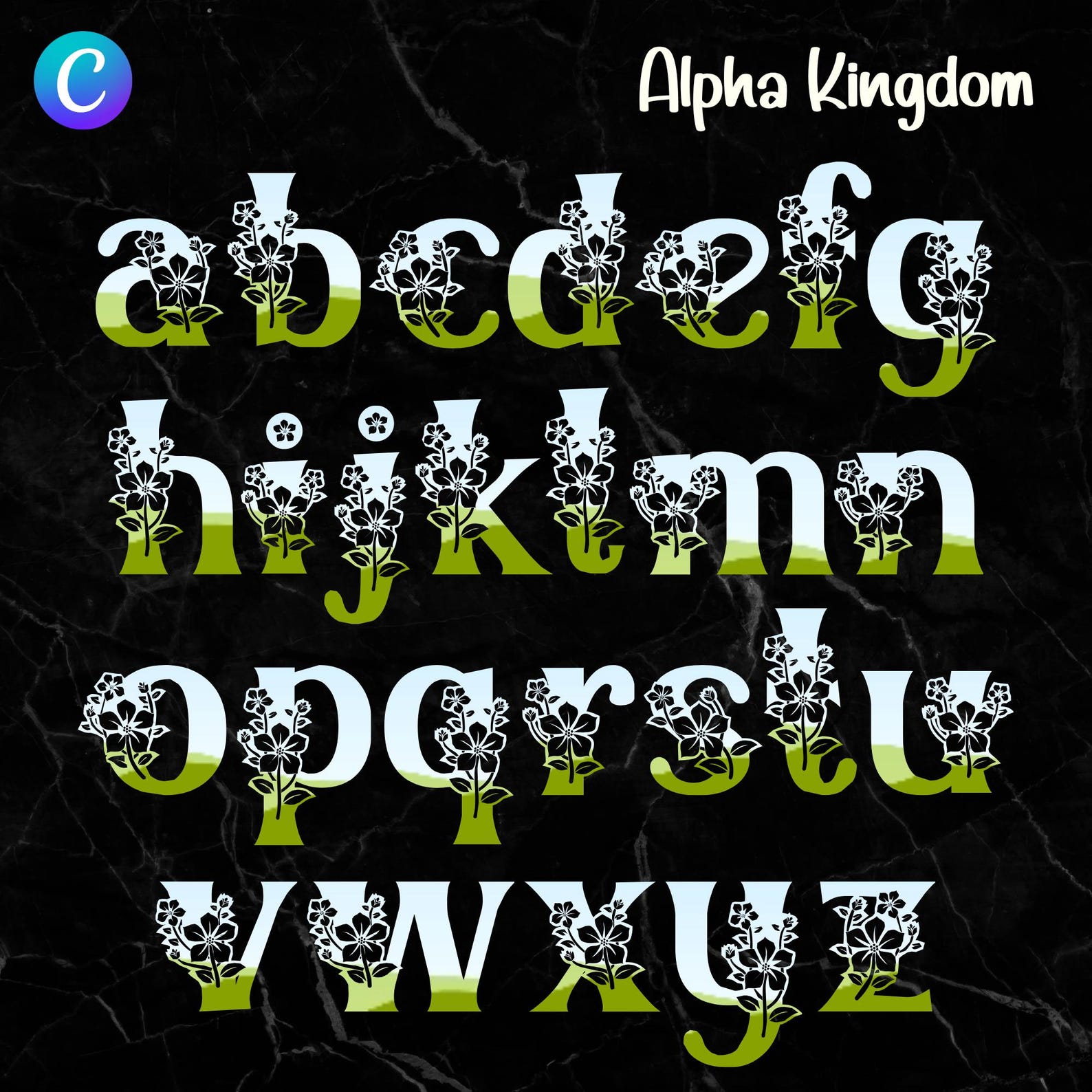 Canva Frame Letters, Mono Plant Alphabet A-Z, Numbers 0-9 (digital ...