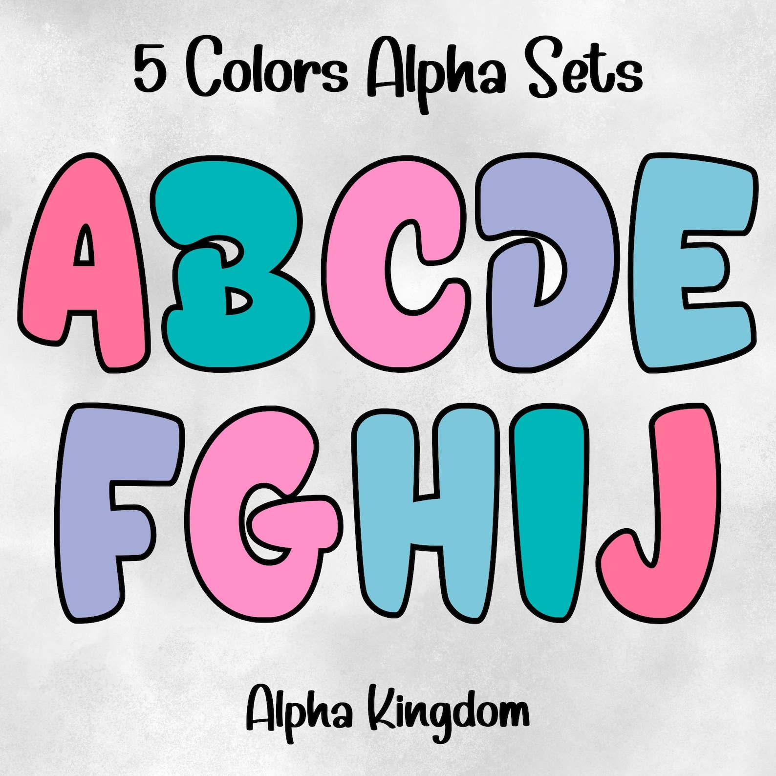 PNG Letters, Dear Darling, 5 Different Colors, Cool Mix, Uppercase A-Z ...