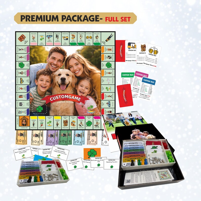 Custom Monopoly Game, Personalized Board Game, Custom Night Gift, Custom Board Game, Mother's Day Gift, Personalized Gift Premium (Full Set)