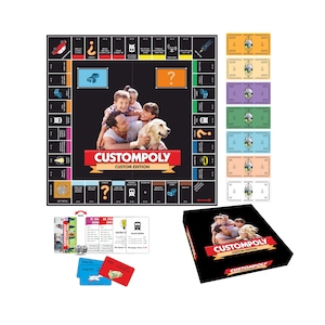 Custompoly Brettspiel-Komplettes Spiel: Individuelles Geschenk, personalisiertes Brettspiel, Valentinstag, Vatertagsgeschenk, personalisiertes Geschenk