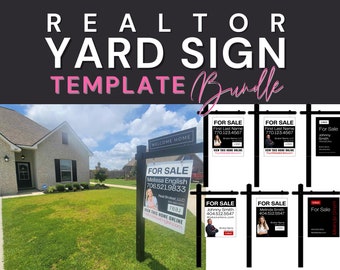 Realtor Yard Sign Bundle | Canva Templates | Listing Agent Marketing | Lead Generating | For Sale Sign | Modern | Real Estate Agent | Signs