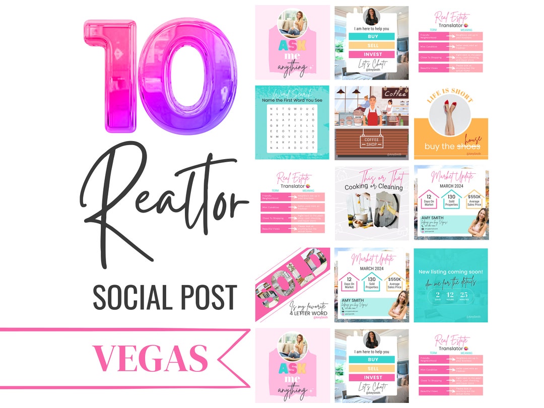 10 Pack Social Media Post for Real Estate Agents | Instant Download ...