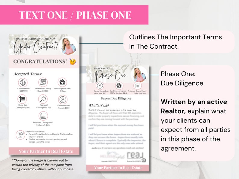 Seller Contract to Close Timeline Text Updates | Canva Templates | Real ...