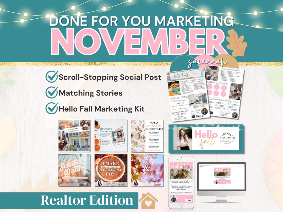 Realtor Fall Social Media Kit: Newsletter, Posts, Stories (canva ...