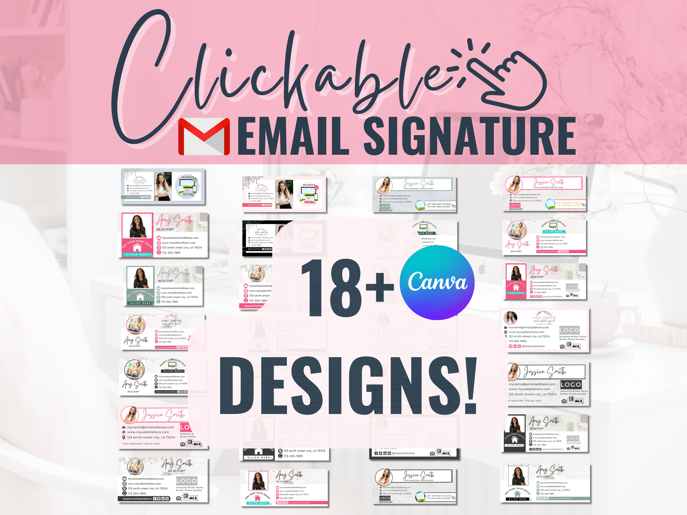 BUNDLE Clickable Email Signature Canva Template Pack | Small Business ...