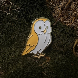 Schleiereule Emaille Pin ! Anstecknadel Vogel Pin Niedliche Vergoldete Brosche