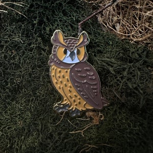 Amerikanischer Uhu Emaille Pin ! Anstecknadel Vogel Pin Niedliche Vergoldete Brosche