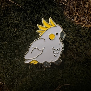 Kakadu Emaille Pin ! Anstecknadel Vogel Pin Niedliche Vergoldete Brosche