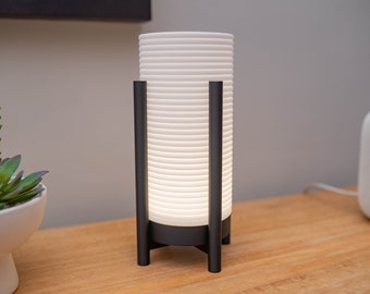 3D Printed Mid Century Modern Table Lamp, Desk, Bedside, Reading Ambient Light Active