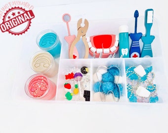 Wooden Dentist Play Dough kit, Playdough Kit, Play Dough Kit, Dentist Playdough Sensory Kit, Sensory Bin, Sensory Kit for Kids, Sensory Kit