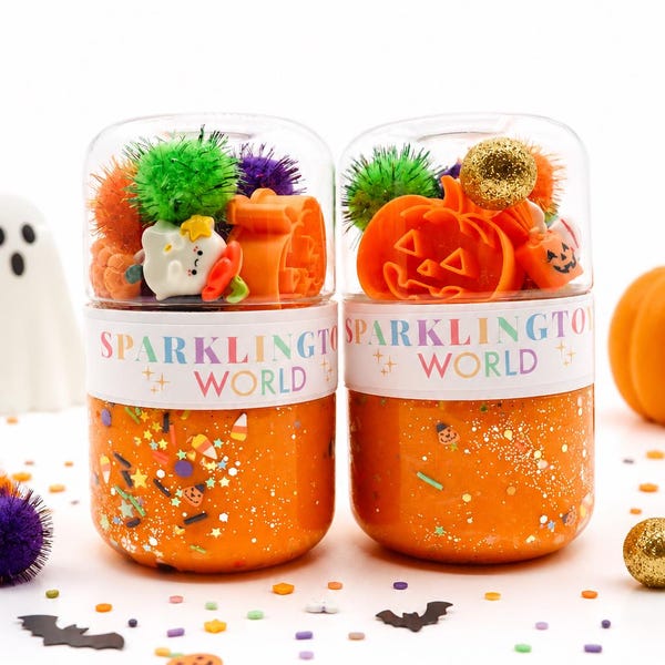 New! Halloween Play Dough Jars, Halloween Sensory Jar, Halloween Party Favors, Goodie bags,Halloween classroom gifts, boo basket stuffers